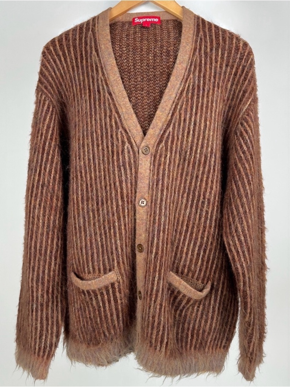 Supreme Brown 2-Tone Mohair Cardigan SS25